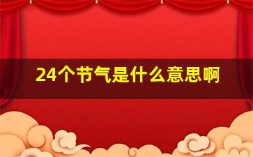 24个节气是什么意思啊