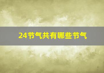 24节气共有哪些节气