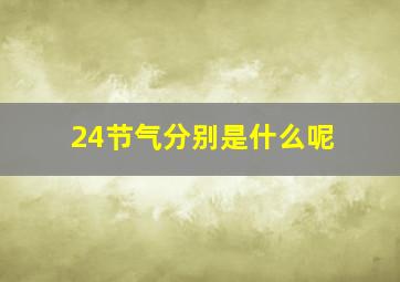 24节气分别是什么呢