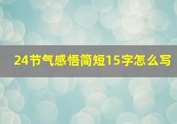 24节气感悟简短15字怎么写