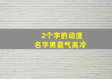 2个字的动漫名字男霸气高冷