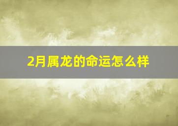 2月属龙的命运怎么样