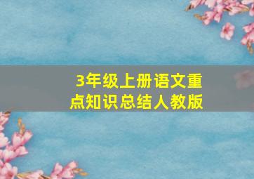 3年级上册语文重点知识总结人教版