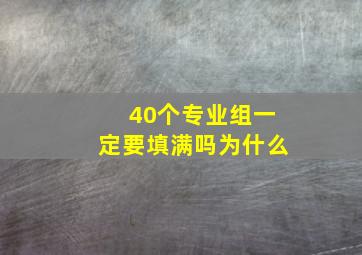 40个专业组一定要填满吗为什么