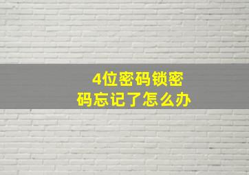 4位密码锁密码忘记了怎么办