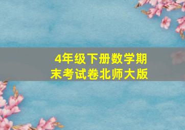 4年级下册数学期末考试卷北师大版