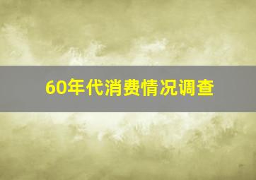 60年代消费情况调查