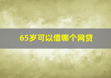 65岁可以借哪个网贷