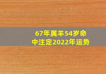 67年属羊54岁命中注定2022年运势