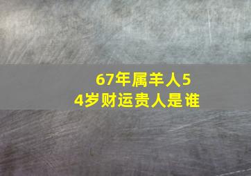 67年属羊人54岁财运贵人是谁