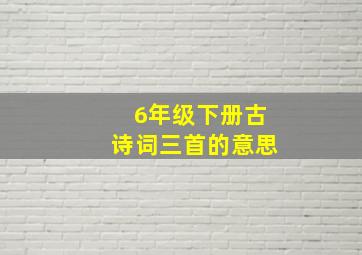 6年级下册古诗词三首的意思