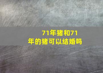 71年猪和71年的猪可以结婚吗