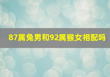 87属兔男和92属猴女相配吗