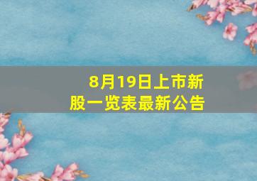 8月19日上市新股一览表最新公告