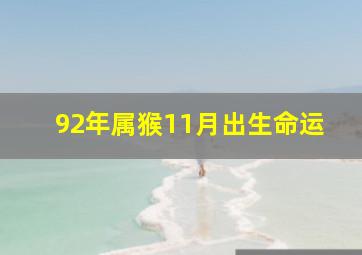 92年属猴11月出生命运