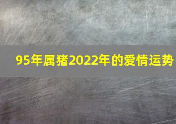 95年属猪2022年的爱情运势