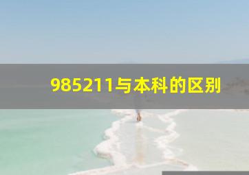 985211与本科的区别