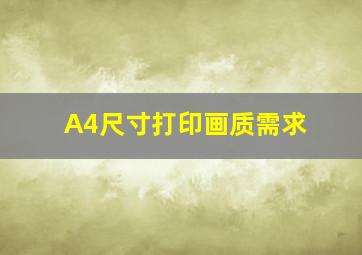 A4尺寸打印画质需求