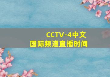 CCTV-4中文国际频道直播时间