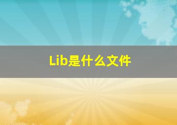 Lib是什么文件