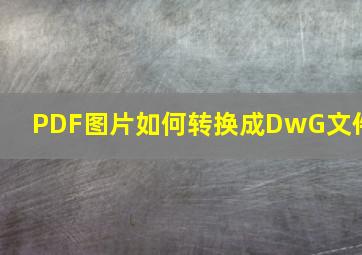 PDF图片如何转换成DwG文件