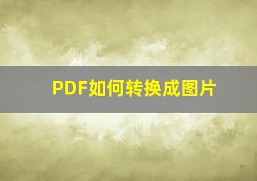 PDF如何转换成图片