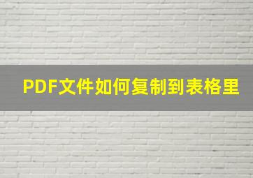 PDF文件如何复制到表格里