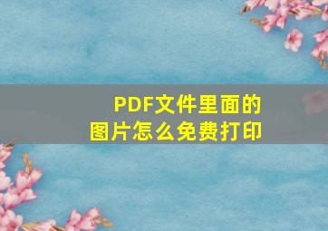 PDF文件里面的图片怎么免费打印