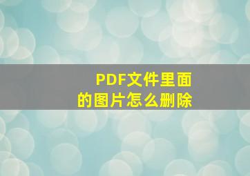 PDF文件里面的图片怎么删除