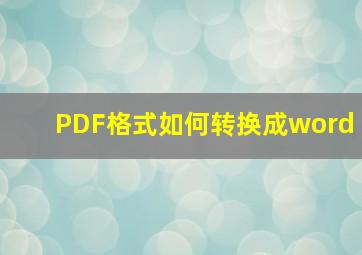 PDF格式如何转换成word