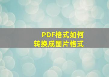 PDF格式如何转换成图片格式