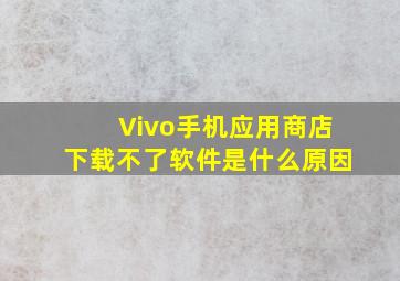 Vivo手机应用商店下载不了软件是什么原因