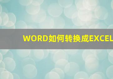 WORD如何转换成EXCEL