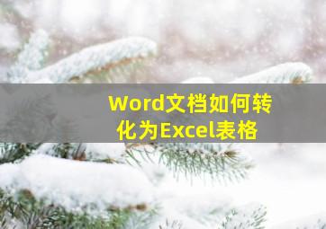 Word文档如何转化为Excel表格