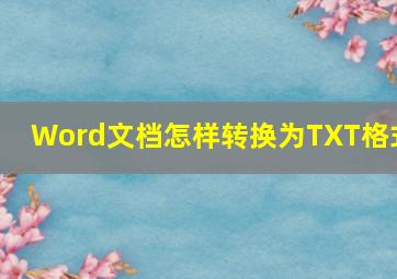 Word文档怎样转换为TXT格式