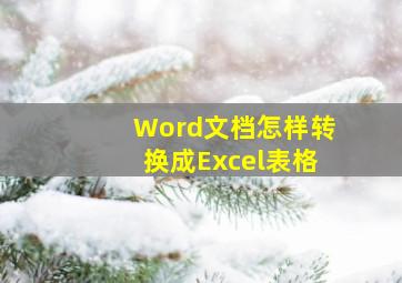 Word文档怎样转换成Excel表格