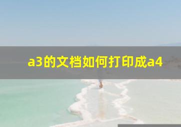 a3的文档如何打印成a4