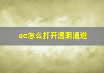 ae怎么打开透明通道