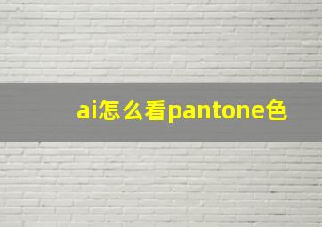 ai怎么看pantone色