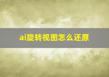 ai旋转视图怎么还原