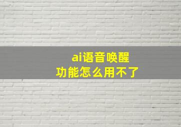 ai语音唤醒功能怎么用不了