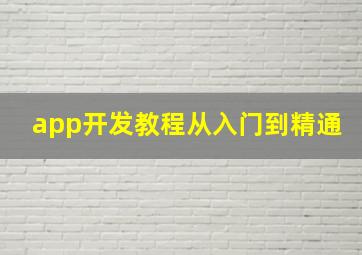 app开发教程从入门到精通