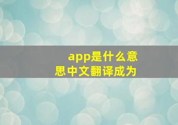 app是什么意思中文翻译成为