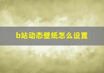 b站动态壁纸怎么设置