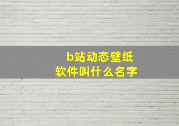 b站动态壁纸软件叫什么名字