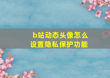 b站动态头像怎么设置隐私保护功能