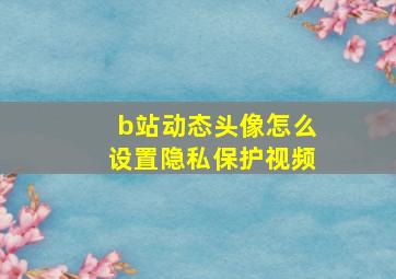 b站动态头像怎么设置隐私保护视频