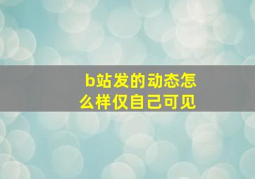 b站发的动态怎么样仅自己可见