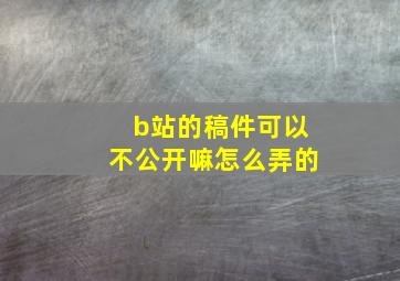 b站的稿件可以不公开嘛怎么弄的