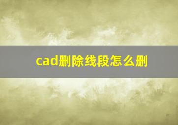 cad删除线段怎么删